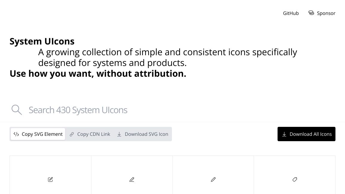 Screenshot of System UIcons