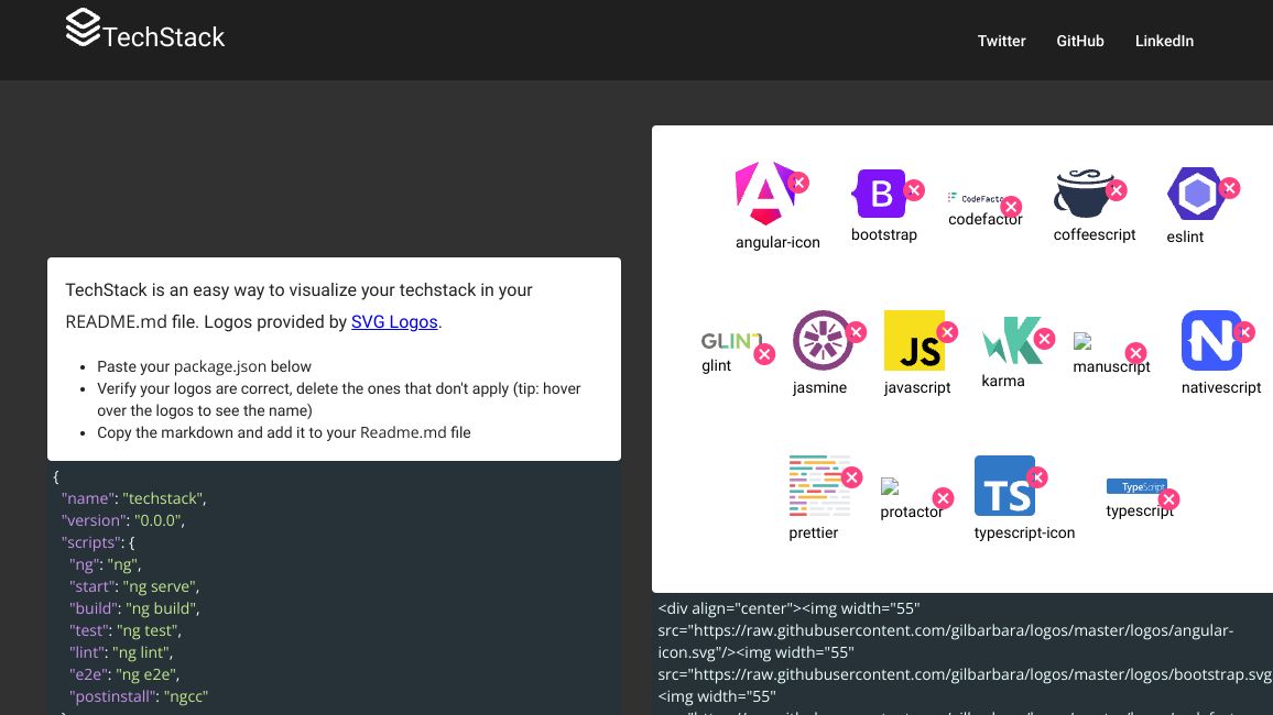 Screenshot of TechStack