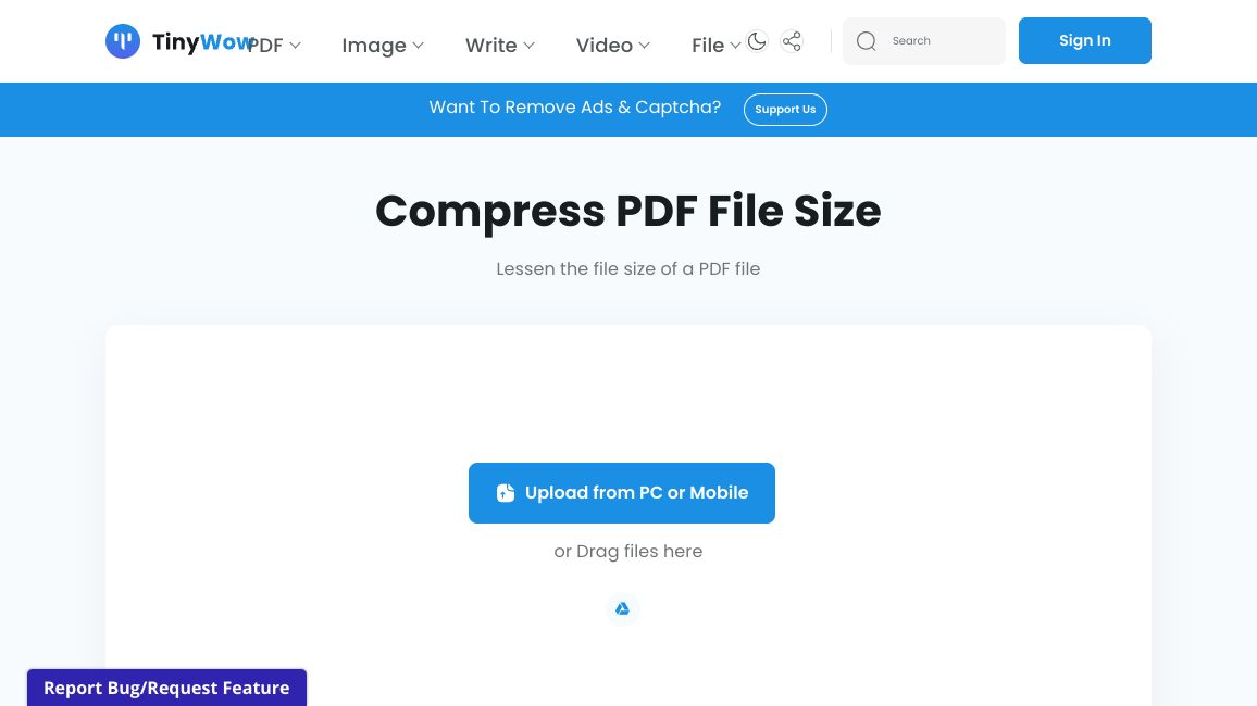 Screenshot of Compress PDF