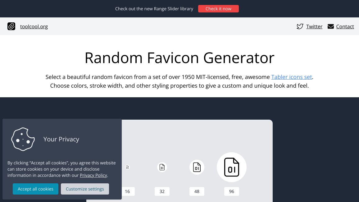 Screenshot of Random Favicon Generator