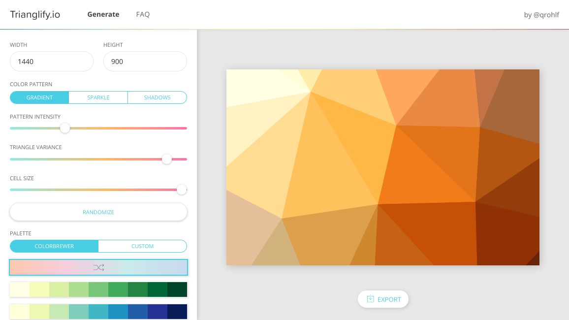 Screenshot of Trianglify.io