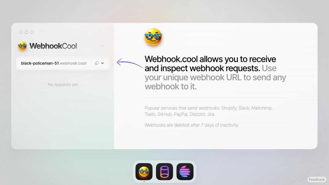 Screenshot of WebhookCool