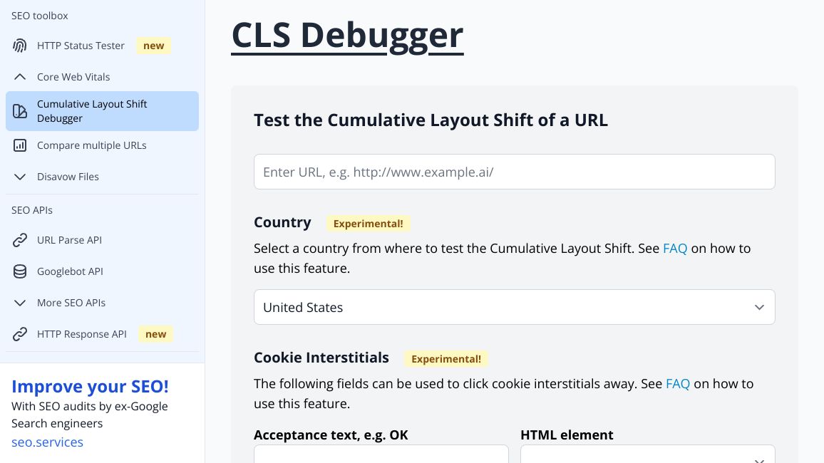 Screenshot of Cumulative Layout Shift Debugger