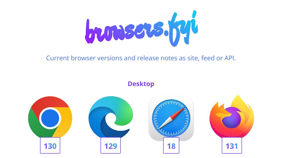 Page screenshot of www.browsers.fyi/