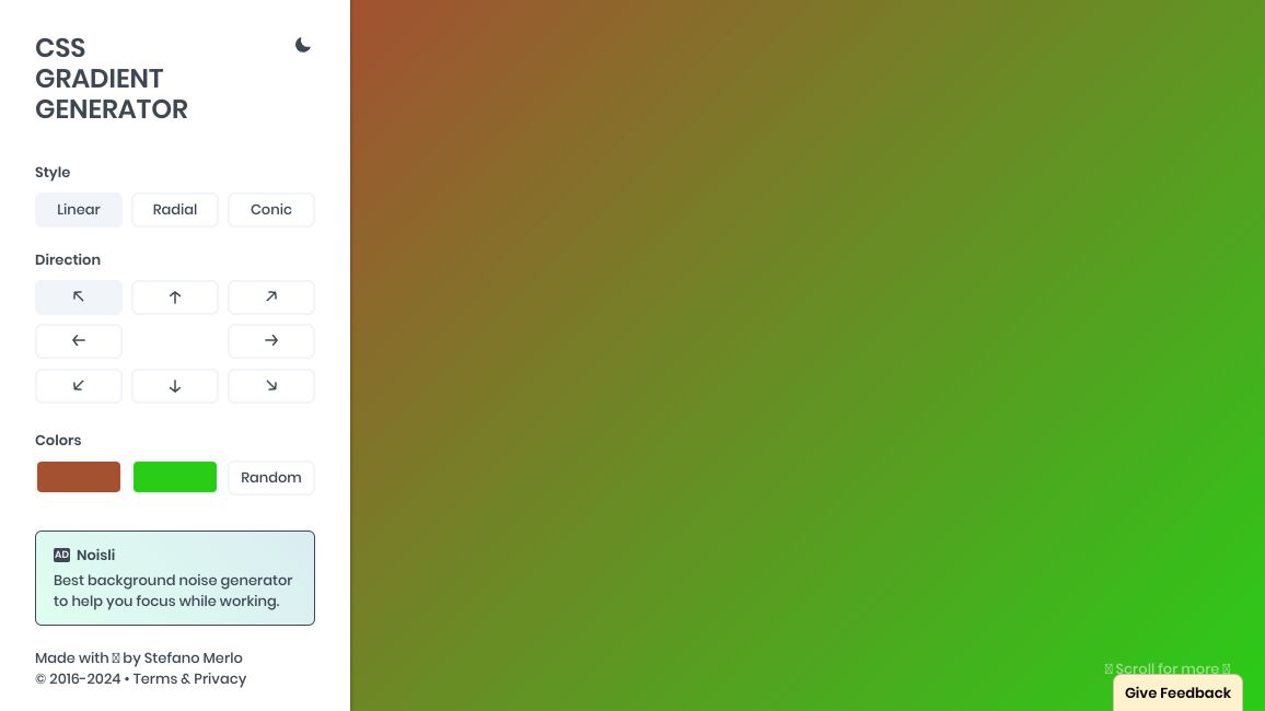 Screenshot of CSS Gradient Generator