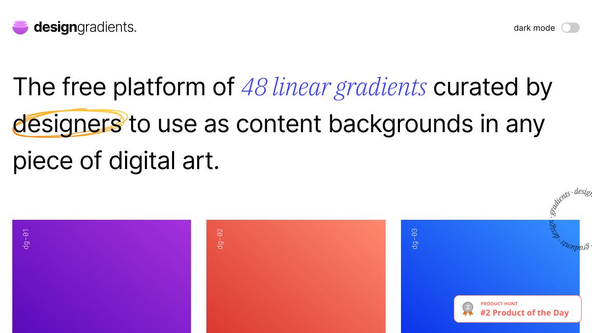 Screenshot of designgradients