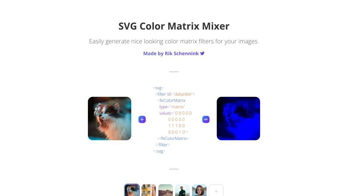 Screenshot of SVG Color Matrix Mixer