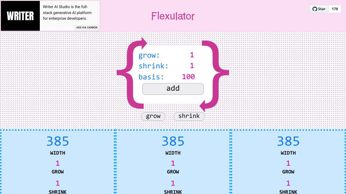 Screenshot of flexulator