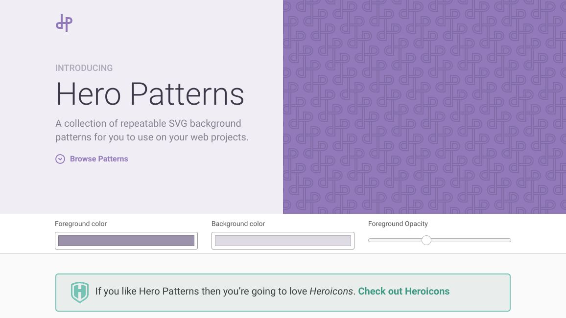 Screenshot of Hero Patterns