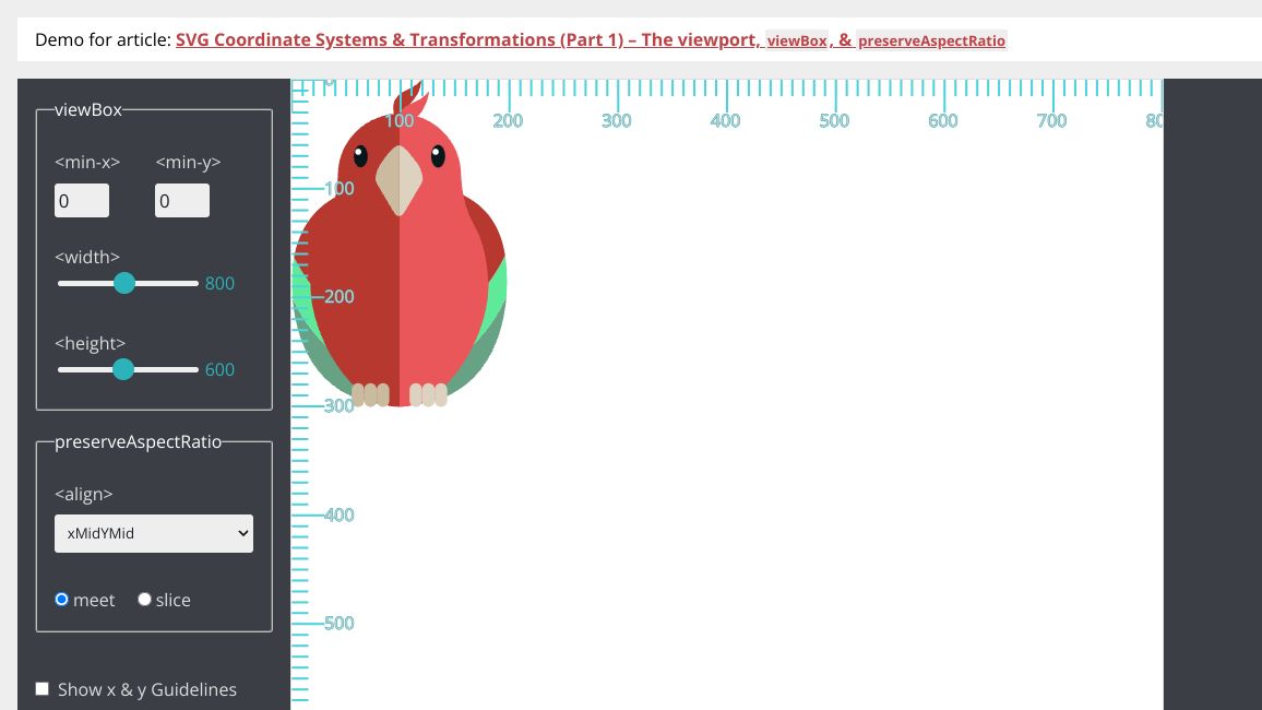 Screenshot of Interactive SVG Coordinate System