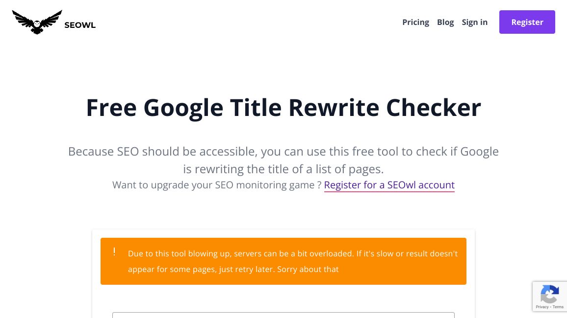 Screenshot of Google Title Rewrite Checker