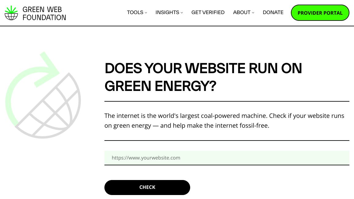 Screenshot of Green web checker