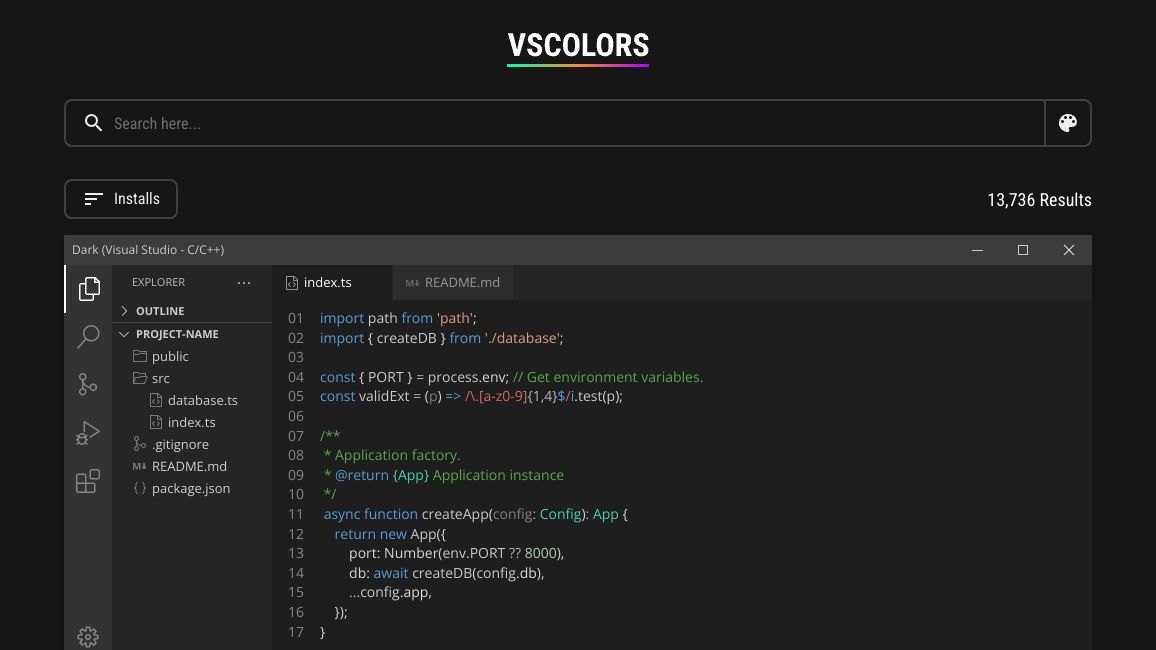 Screenshot of VSCOLORS