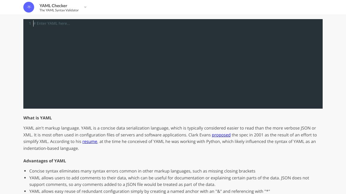 Screenshot of YAML Checker