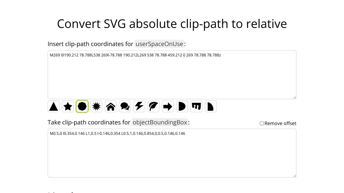 Screenshot of SVG clip path converter