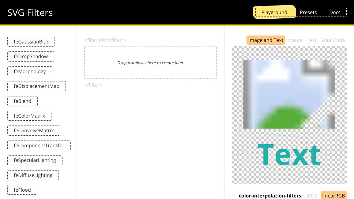 Screenshot of SVG Filters
